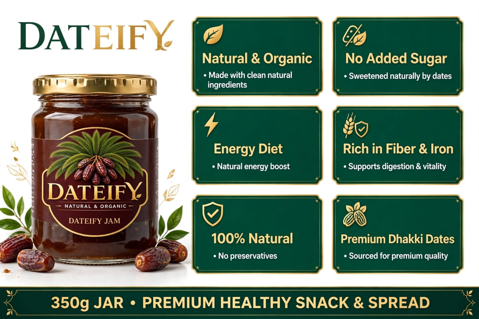 Dateify Jam (350g) – 100% Natural & Organic, No Added Sugar | Premium Dates Spread