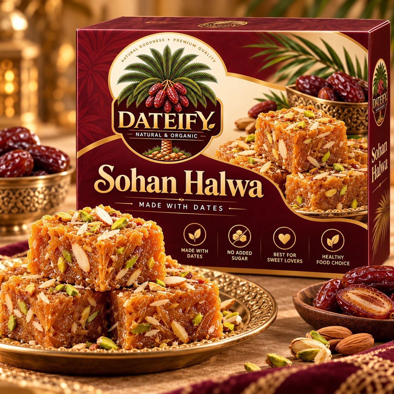 Dateify Sohan Halwa | made with Dhakki Dates | Gift for Sweet Lovers | Sugar free sweeten with Dates (1kg)