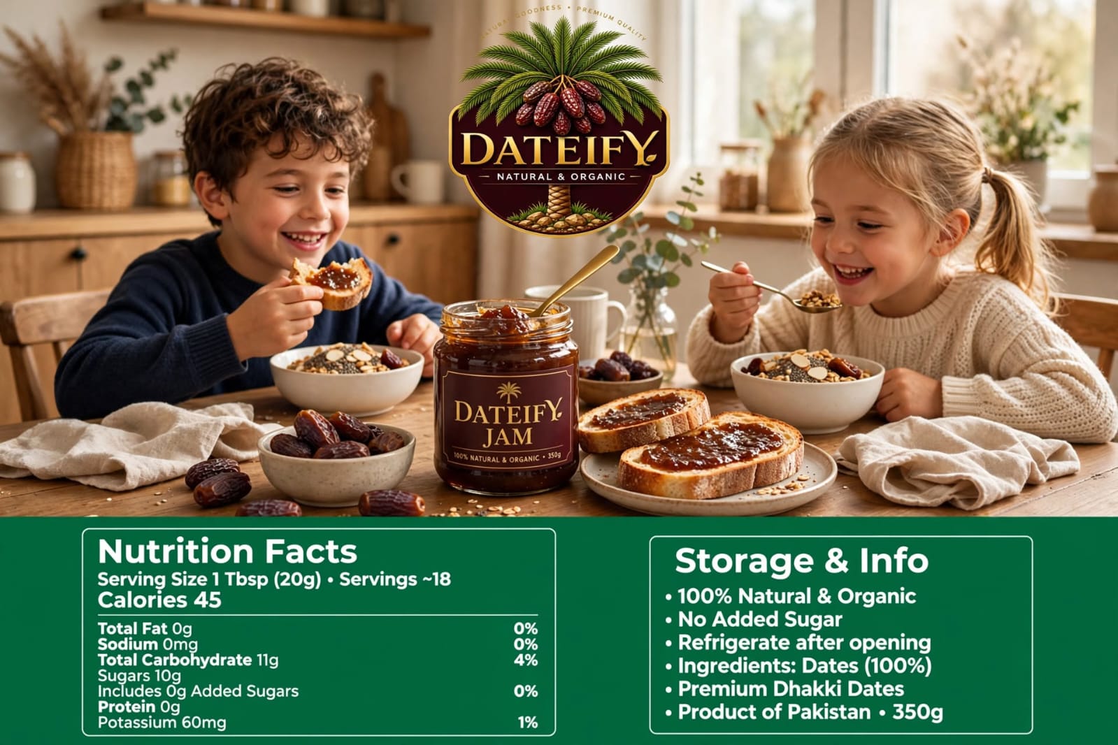 Dateify Jam (350g) – 100% Natural & Organic, No Added Sugar | Premium Dates Spread